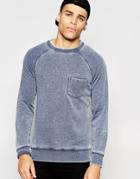 Another Influence Burn Out Crew Neck Sweater - Blue