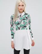 Ax Paris Shirt With Printed Insert - White