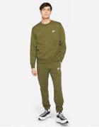 Nike Club Fleece Casual Fit Cuffed Sweatpants In Khaki-green