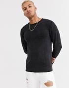 Only & Sons Crew Neck Sweater In Washed Black