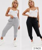 Asos Design Petite Basic Jogger With Tie 2 Pack Save - Multi