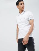 Love Moschino Muscle Polo With Peace Logo In White - White
