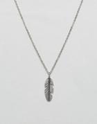 Reclaimed Vintage Inspired Necklace With Feather Pendant - Silver