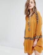 Ba & Sh Salma Embroidered Folk Dress - Yellow