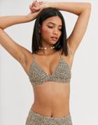 Whistles Mini Leopard Print Bikini Top In Leopard Print-brown
