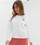 Asos Design Petite Mix & Match Cherry Embroidered Pyjama Long Sleeve Top-multi