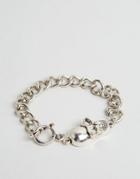 Reclaimed Vintage Skull Chain Bracelet In Silver - Silver