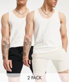 Asos Design Jersey Skinny Shorts In Black/beige 2 Pack-multi