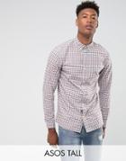 Selected Homme Tall Slim Fit Shirt In Gingham - Red