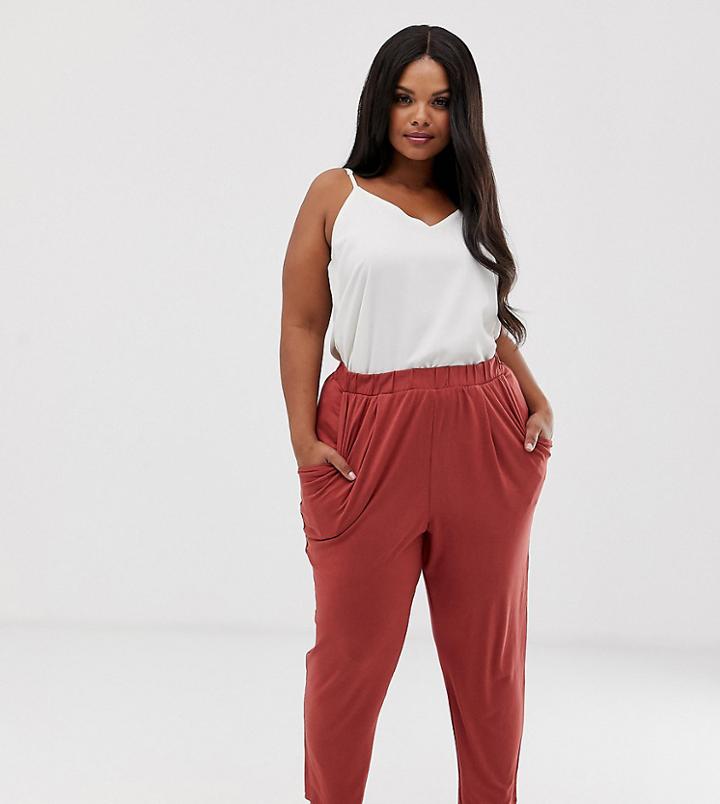 Asos Design Curve Ultimate Jersey Peg Pants-pink