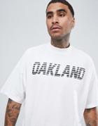 Asos Design Oversized T-shirt With Text Print And Turtleneck - White