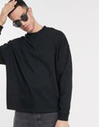 Asos Design Heavyweight Long Sleeve T-shirt In Black