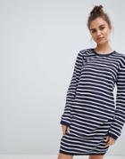 Blend She Lina Striped Sweater Dress-navy