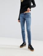 Noisy May Eve Lo Rise Skinny Jean With Released Hem - Blue