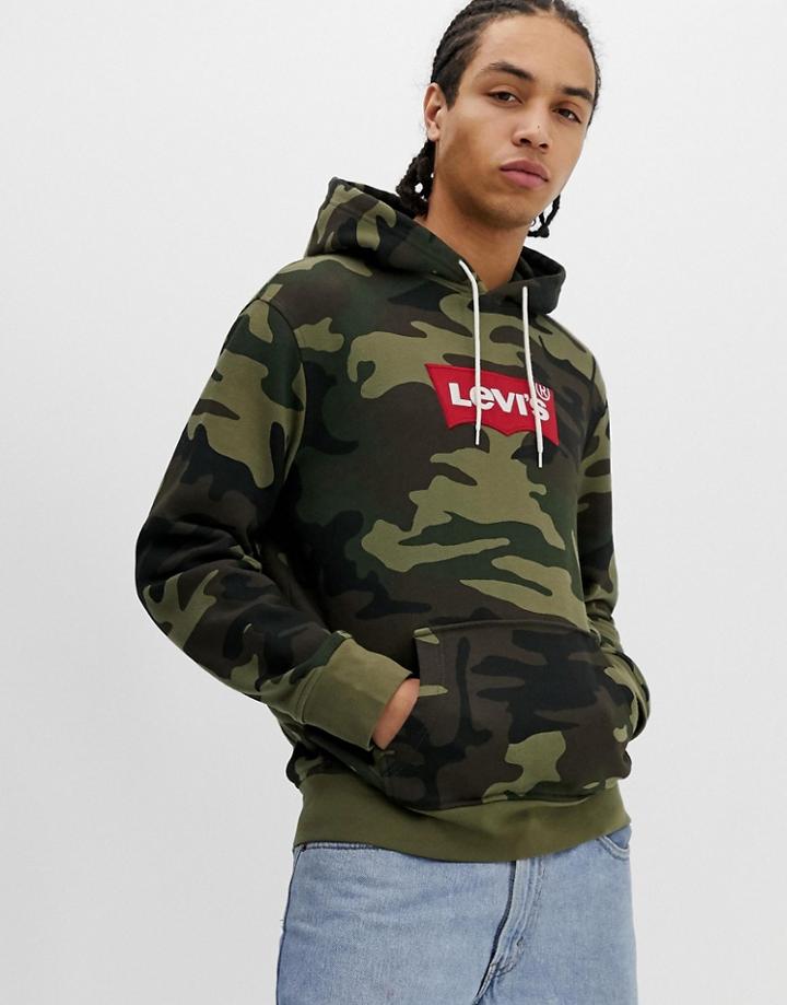 Levi's Modern Batwing Logo Camo Print Hoodie In Green