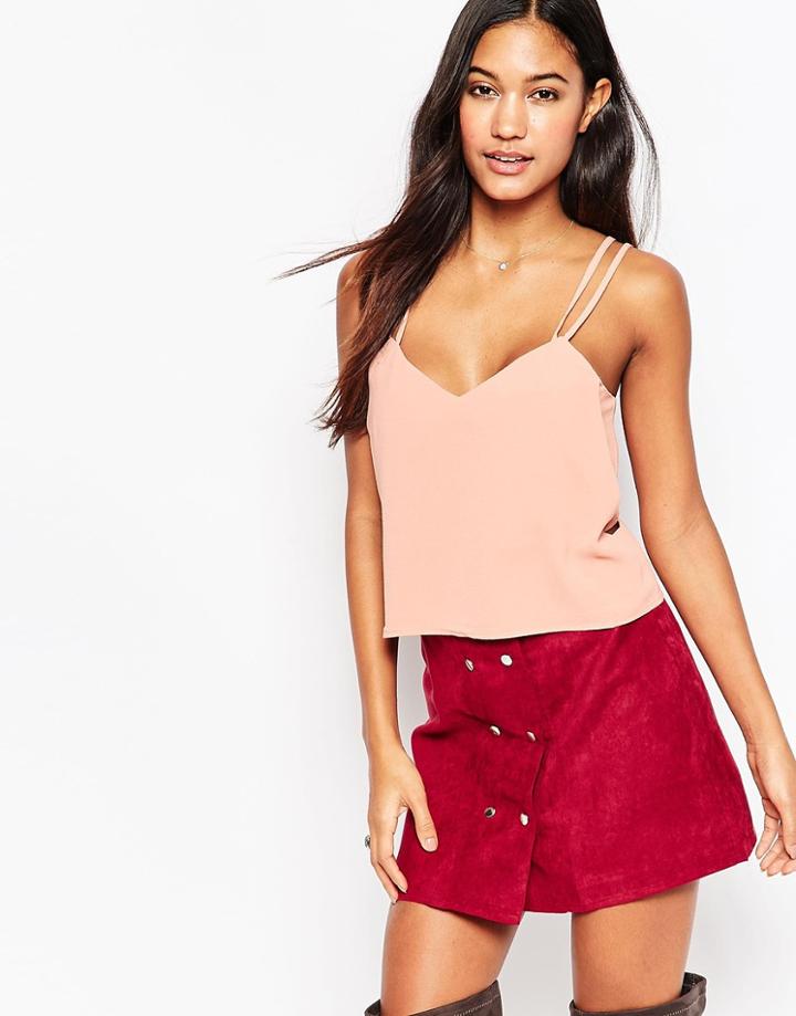 Neon Rose Layered Cami Top - Peach