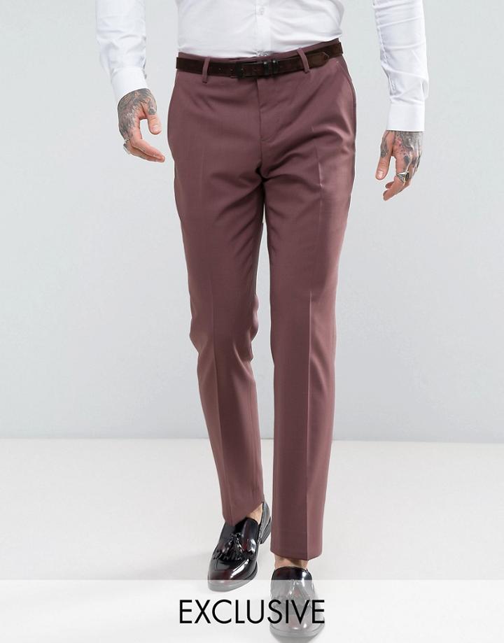Noose & Monkey Super Skinny Suit Pants - Purple