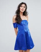 Kendall + Kylie Off Shoulder A-line Dress - Blue