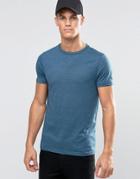 Asos T-shirt With Crew Neck In Blue Marl - Majolica Blue Marl