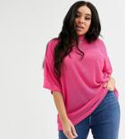 Asos Design Curve Oversized Mesh T-shirt-pink