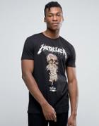 Asos Metallica Longline Band T-shirt With Skull Bandage Print - Black