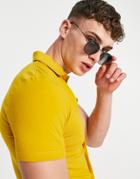 Asos Design Organic Button Through Jersey Shirt In Yellow