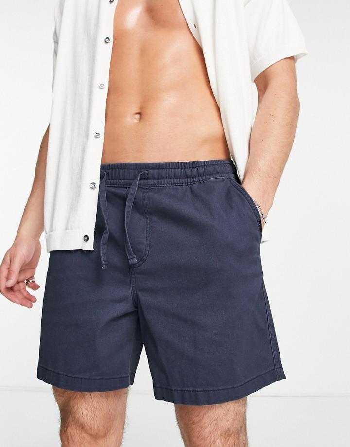 Jack & Jones Intelligence Chino Short With Elasticated Waist In Navy