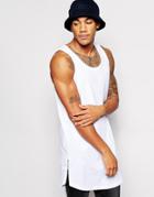 Asos Super Longline Tank With Side Zip Detail And Scooped Hem Skater Tank - White