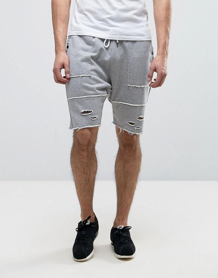Cayler & Sons Drop Crotch Shorts With Distressing - Gray