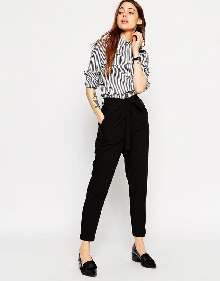 Asos Woven Peg Pants With Obi Tie - Rust