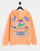 Crooked Tongues Oversized Hoodie With Skateboard Ollie Contest Back Graphic Print In Orange