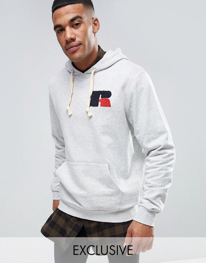 Russell Athletic Hoodie With Chenille Logo - Gray