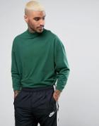 Asos Oversized T-shirt With High Neck And Cropped Arm In Green - Green