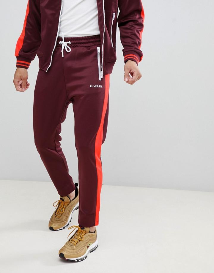 Diesel P-ska Side Stripe Joggers Burgundy Two-piece 4 - Red