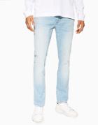 Topman Stretch Slim Jeans In Light Wash-blues