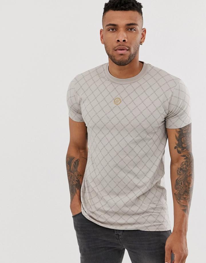 Siksilk Muscle T-shirt With Monogram In Cream - Cream