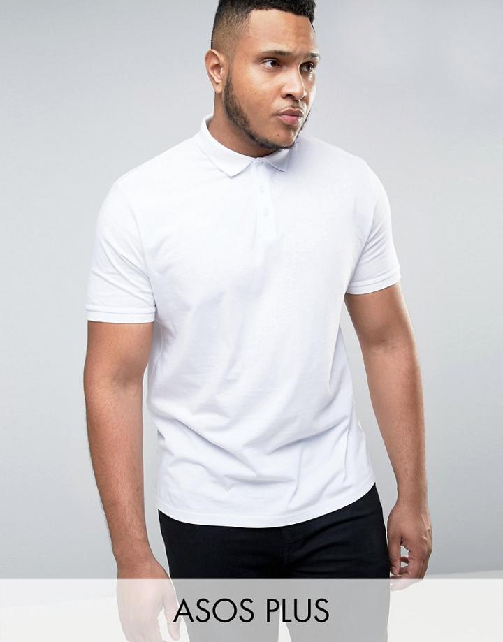 Asos Plus Polo Shirt In White - White