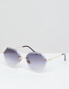 7x Jewel Shaped Double Lens Sunglasses In Ombre - Gray