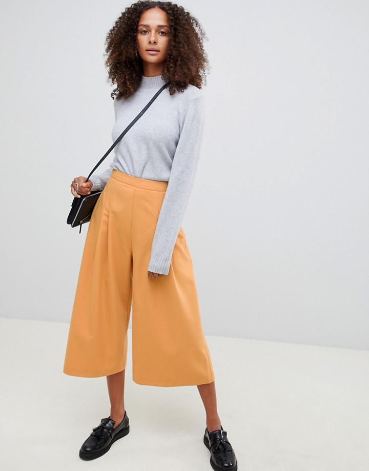 Asos Design Full Pleated Culottes - Yellow