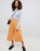 Asos Design Full Pleated Culottes - Yellow
