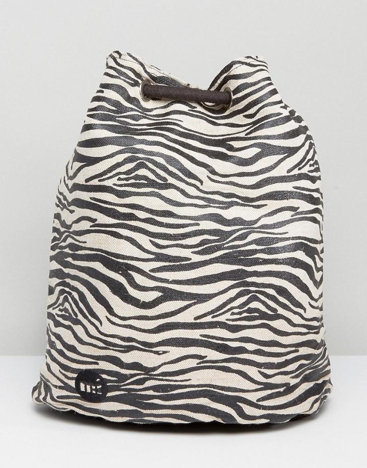 Mi Pac Tumbled Swing Backpack In Zebra Print - Black