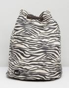 Mi Pac Tumbled Swing Backpack In Zebra Print - Black