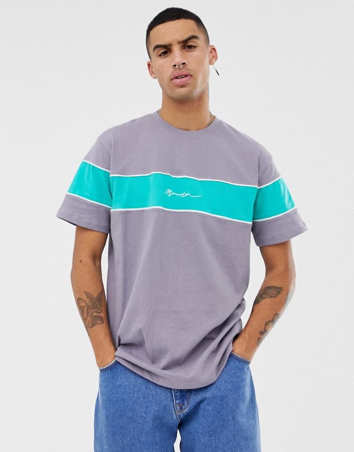 Mennace Oversized T-shirt With Block Logo In Gray