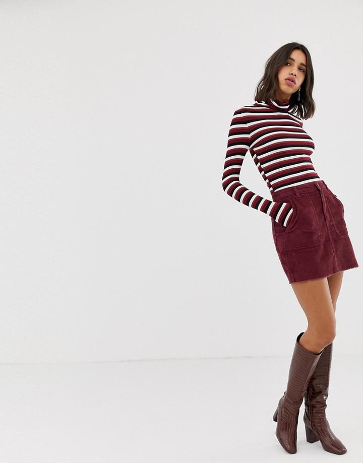 Stradivarius Cord Mini Skirt - Red