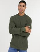 Topman Knitted Sweater In Green