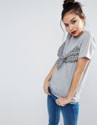 Asos T-shirt With Gingham Print Bandeau - Multi