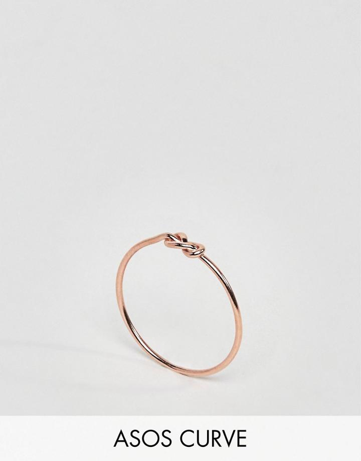 Asos Curve Rose Gold Plated Sterling Silver Knot Pinky Ring - Copper