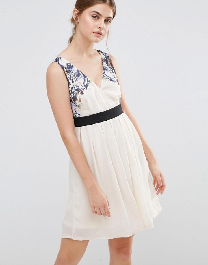 Jasmine Skater Dress With Floral Top - Cream