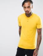 Asos Knitted Polo Shirt In Mustard - Yellow