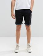 Brave Soul Chino Contrast Spot Turn Up Shorts - Black